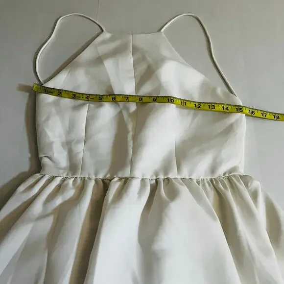 Lulus Lead A Charmed Life High Neck Plunge Back Dress Size S Small Ivory - Picture 8 of 10